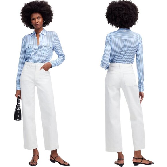 Madewell Denim - Madewell The Perfect Vintage Wide Leg Crop Jean Women's 25 White Denim Chic NWT